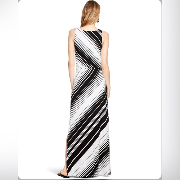 White House Black Market Sleeveless Bias Stripe Maxi Dress - Picture 3 of 5